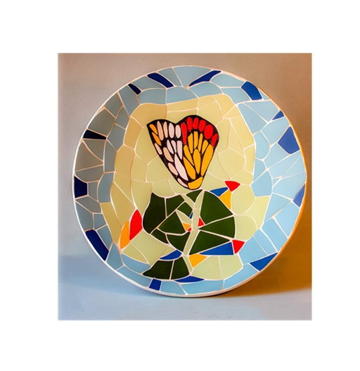 Handgedecoreerd bord met Gaudí Barcelona trencadís mozaïek. Gedecoreerd dienblad.