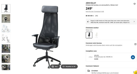 Ikea Järvfjället Bürostuhl aus Echtleder mit Lendenwirbelstütze – Bürostühle, Leather, Metal (photo 9 of 9)