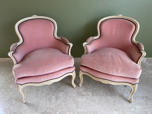 Paar Louis XV bergère fauteuils