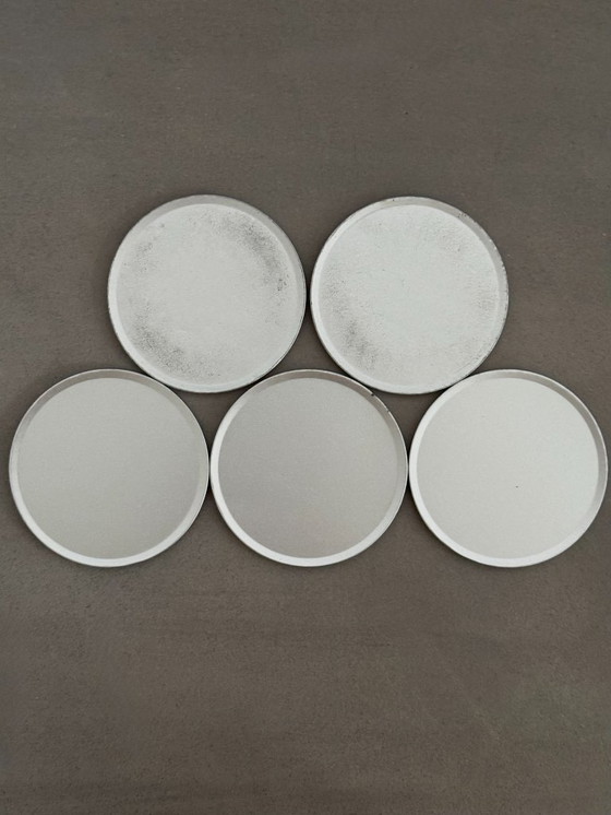 Image 1 of Sotto vetro con effetto acciaio inossidabile/acciaio spazzolato e sughero, design Space Age anni '70