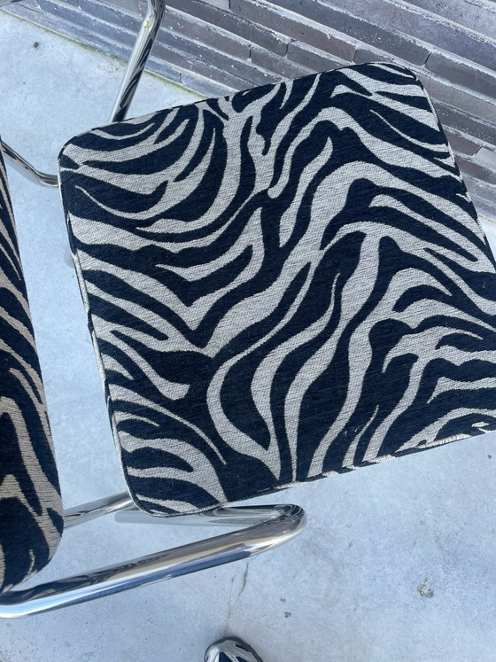 Sedia di design zebra con dettaglio cromato – Sedie da pranzo, Cotone (photo 5 of 5)
