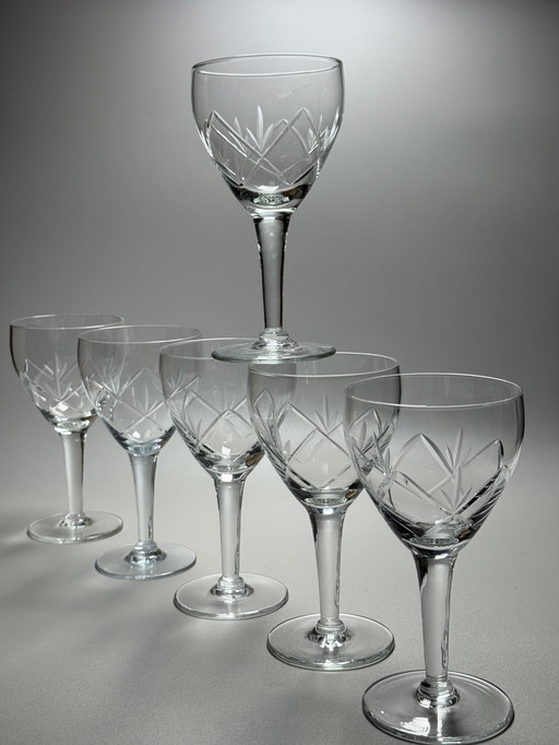 6 grands verres à vin en cristal - Holmegaards Glasværk . années 1920