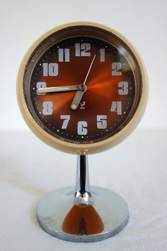 Sveglia vintage Jaz Space Age su piedini, Orologi, Plastica, Metallo, Beige, Mid Century Modern (foto 2 di 7)