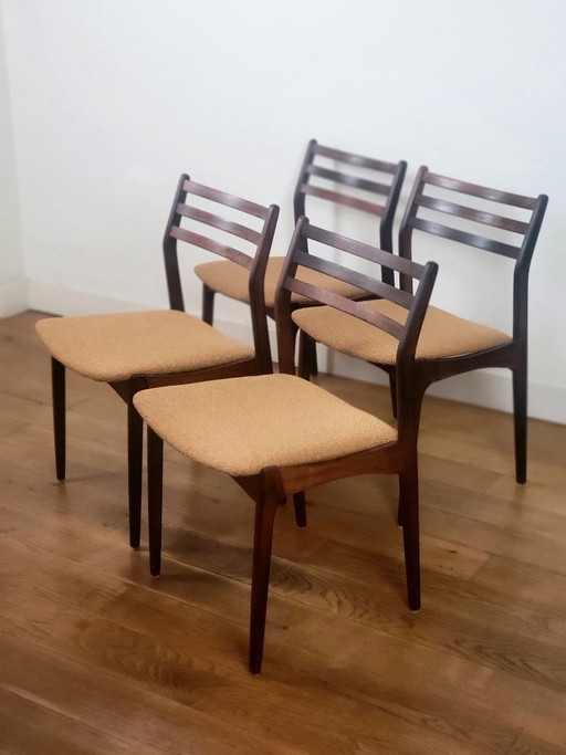 Set va 4 vintage Deense stoelen van Vestervig Eriksen in palissander