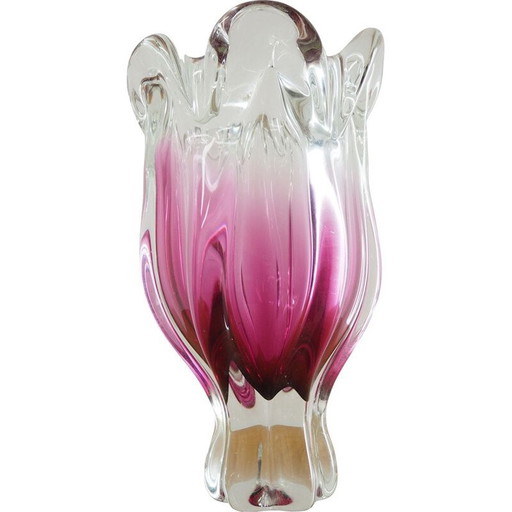 Vase en verre d'art vintage par Josef Hospodka pour Chribska Glassworks, 1960s