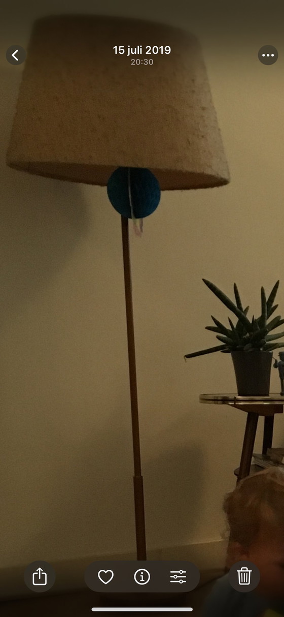 Image 1 of Lampe rétro vintage met stoffen originele kap