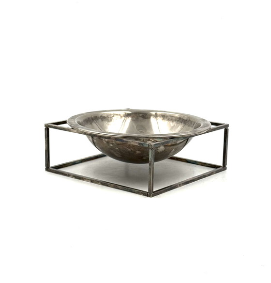 Image 1 of Bol / vide poche en métal argenté, Italie Mid Century 1970