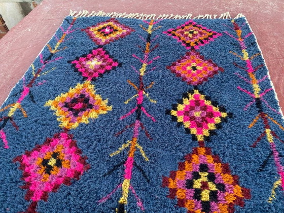 Berber vloerkleed 3x2M Dikke wol diepblauw & veelkleurige Berber patronen – Vloerkleden en tapijten, Katoen (photo 5 of 8)