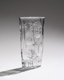 Bohemia Crystal “Thistle” Vase by Josef Švarc Poděbrady Bohemia Glassworks Czech in Original Box