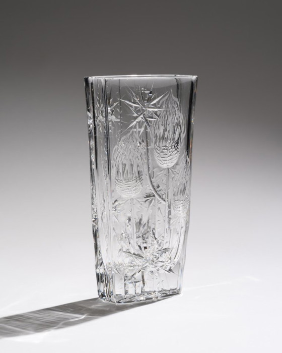 Image 1 of Jarrón "Cardo" de cristal de Bohemia de Josef Švarc Poděbrady Bohemia Glassworks checo en caja original