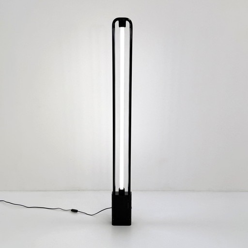 Black Uno Neon Lamp by Gian N. Gigante for Zerbetto, 1980s