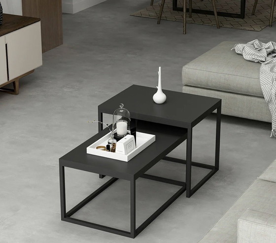 Image 1 of Coffee table set metal look matte black