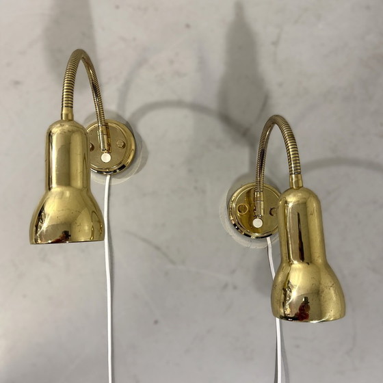 Image 1 of Lampade da parete flessibili in ottone, lampade da comodino, anni '60