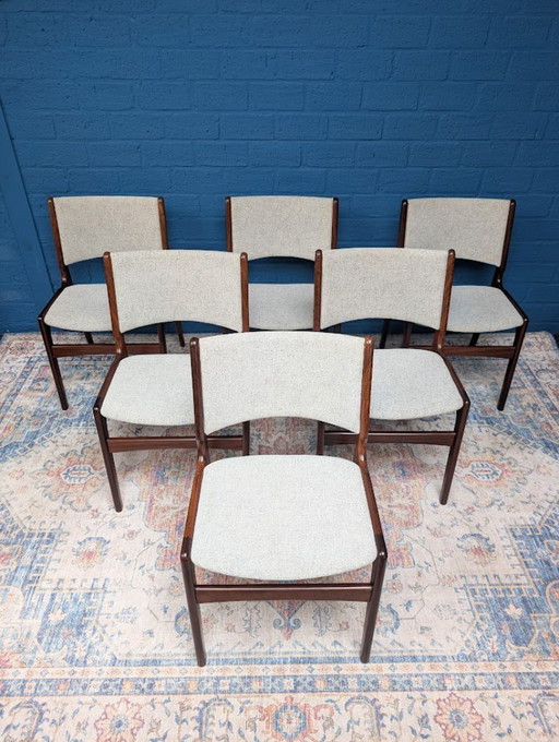 6x Vintage eetkamerstoelen, Erik Buch voor Anderstrup Møbelfabrik, jaren 60