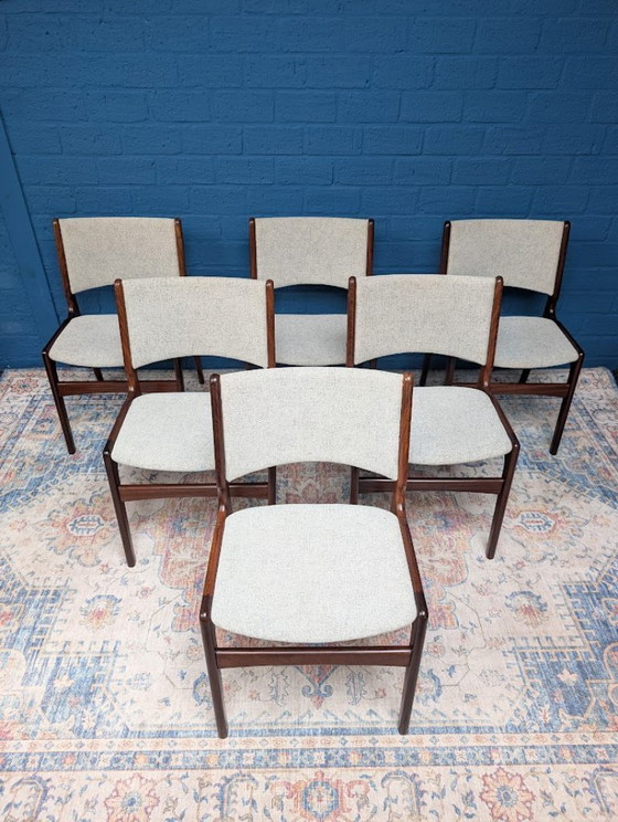 Image 1 of 6x Vintage eetkamerstoelen, Erik Buch voor Anderstrup Møbelfabrik, jaren 60