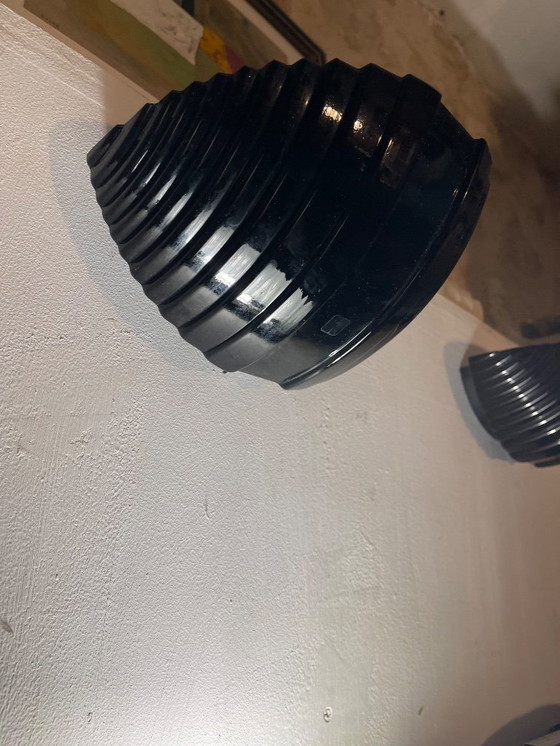 Image 1 of Applique murale en verre noir de Murano, signée Vetri Sign, Italie, années 1990