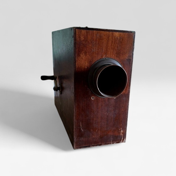 Image 1 of Antique hand-operated ship's fog horn in wooden resonance box – working – ca. 1900