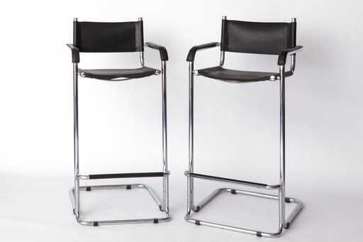 2 Elegante sledestoelen uit de jaren '90 - Verchroomd metalen frame, kunstleer, Vintage Italiaans ontwerp, Wereldwijd verzonden
