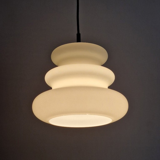 Vintage pendant lamp by Peill and Putzler, Germany, 1960. Model AH 1. Milk glass / Opaline glass. White.