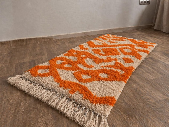 Image 1 of Magnifique Tapis de passage artisanal orange 300cmx90cm 