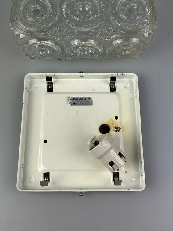 Image 1 of Lampada da soffitto anni &#39;60-&#39;70 Glashütte Limburg Germania Plafoniere in vetro e metallo