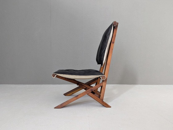 Image 1 of Sculptural Pine Lounge Chair with Table in the Style of Pierre Chapo, France, 1970s