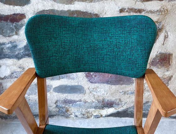 Image 1 of Pair of green bridge chairs from the 1950s/60s