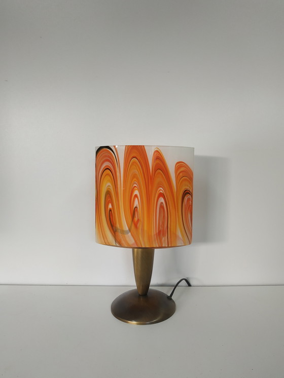 Image 1 of Lampada da tavolo in vetro in stile vintage anni '60-'70