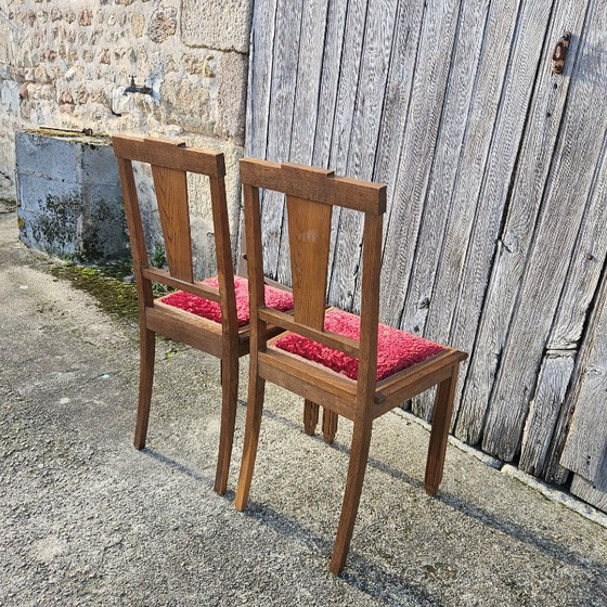 Image 1 of 2 chaises de salle à manger Art Déco - Chaises anciennes en noyer sculpté à la main - Années 1920