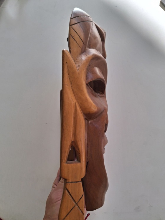 Afrikanische Maske, Artisan, Dekorative Objekte, Holz, Braun (Foto 3 von 5)