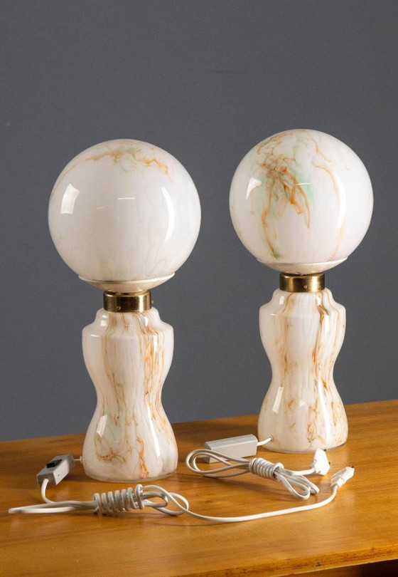Image 1 of Paar Glastischlampen, 1970er–80er Jahre