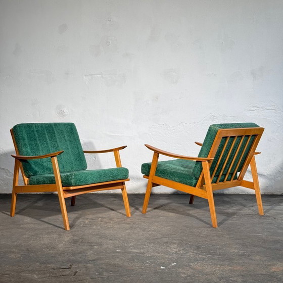Image 1 of Groene spijlenfauteuil uit het midden van de 20e eeuw, jaren 60