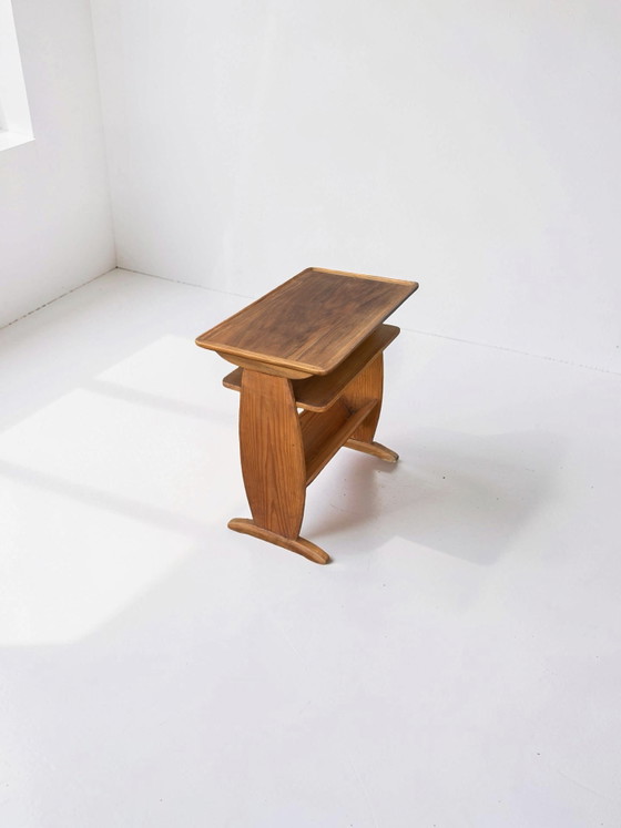 Image 1 of Vintage side table with teak top and magazine rack