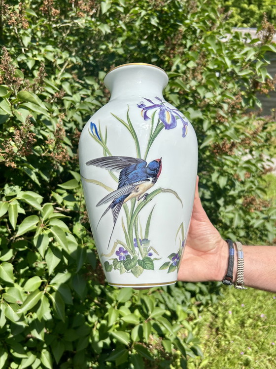 Image 1 of Franklin Porcelain The Garden Bird Vase & The Meadowland Bird Vase 