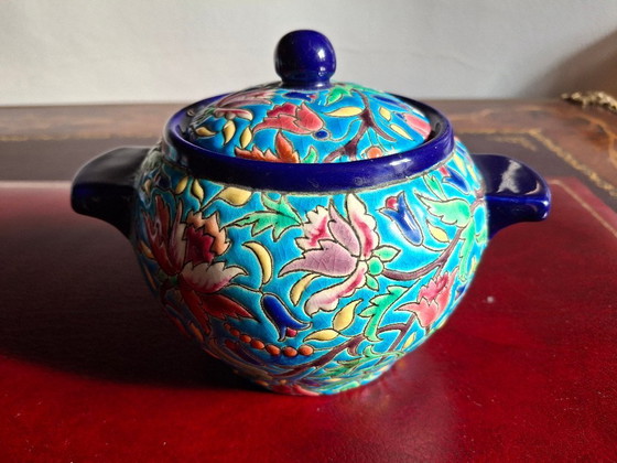 Image 1 of Juego de té esmaltado cloisonné de Longwy