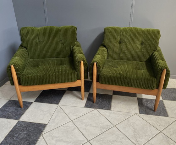 Image 1 of Set van 2 groene relaxstoelen uit de jaren 60