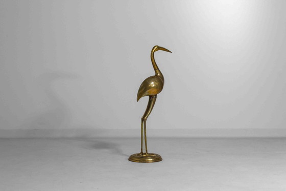 Image 1 of Brass decorative heron sculpture