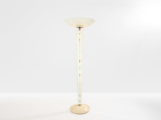 Lampadaire Emilio Lancia en bois peint miroir et laiton, 1940