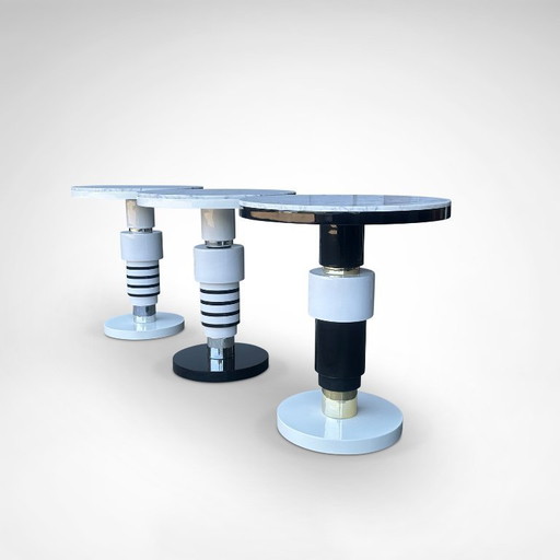 Handgefertigter Beistelltisch aus Keramik und Marmor im Memphis-Stil von Casalto 2020, 3er-Set