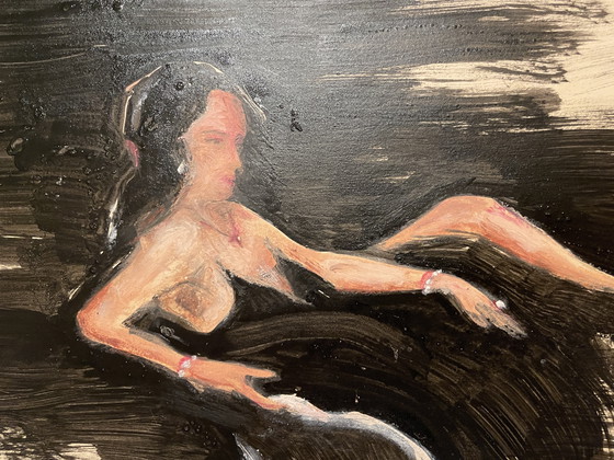 Image 1 of Signiertes und gerahmtes Gemälde Pastell und Tusche Porträt Frau "Diamant"