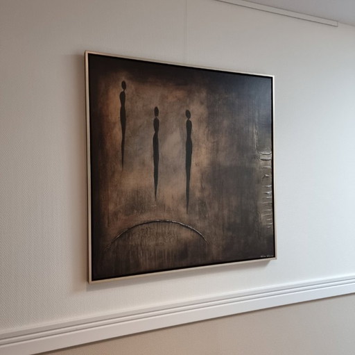 Frances Eckhardt  - figuratief modern schilderij 90x90 cm ingelijst