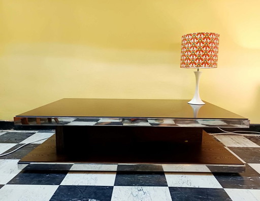 Designer Coffee table glass and chrome metal
