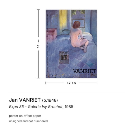 Jan VANRIET Expo 85 - Galerie Isy Brachot poster 1985