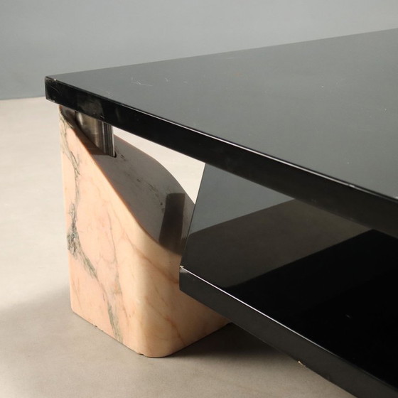 Vintage 1970s Coffee Table with Marble Bases – Side tables, Wood (photo 8 of 12)