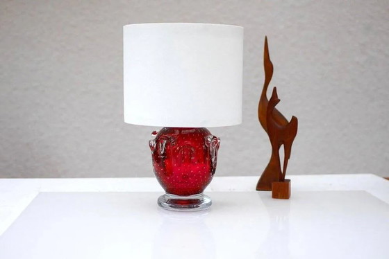 Image 1 of Red crystal glass lamp by Börne Augustsson for Åseda