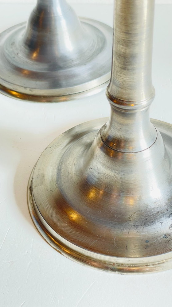 Image 1 of Vintage Silver Metal Candlesticks