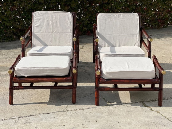 Image 1 of Paire de fauteuils et ottomans John Wisner Far Horizons – Ficks Reed, 1954