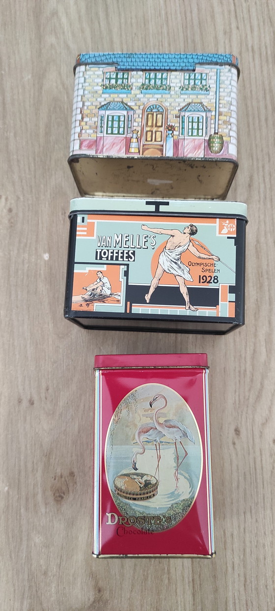 Bellissimo set di 14 scatole di latta pubblicitarie vintage, tra cui Verkade, Van Nelle e Droste. (photo 12 of 14)