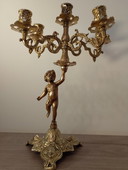 Candelabri barocchi in ottone massiccio, stile Luigi XV, con cherubini e putti