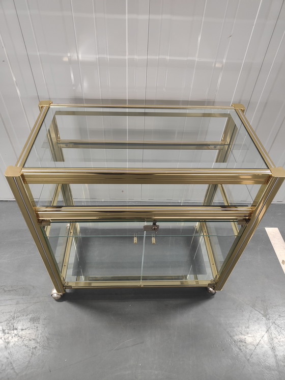 Image 1 of Table Chariot de Bar Français Or Chrome Paris par Pierre Vandel 1960s